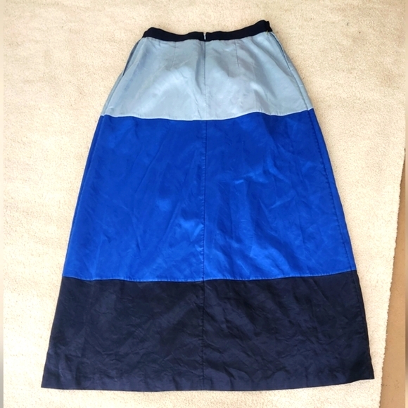 BODEN 100% silk colorblock maxi skirt black & blue long feminine classy US 10 - Picture 5 of 11